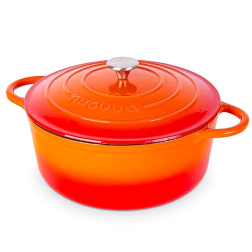 Cast Iron Dutch Oven with Lid – Non-Stick Ovenproof Enamelled Casserole Pot – Sturdy Dutch Oven Cookware – Orange, 7.3-Quart, 30cm – by Nuovva - Image 2
