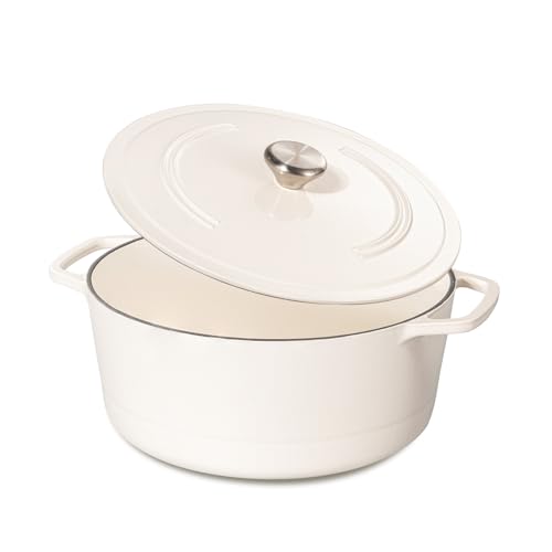 Chef Power Dutch Oven Pot with Lid 6QT, Enameled Cast Iron Dutch Oven for Bread Baking, Braising, Stews, Roasting, Oven Safe Dutch Ovens, Cream White - Image 2