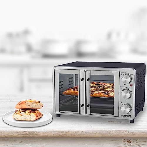 Courant French Door Convection Toaster Oven & Broiler, Bake Broil Toast Oven, Fits 9x13’’ Aluminum Baking Pan, 6-Slices, 10’’ Pizza, Convection Oven - Stainless Steel - Image 3