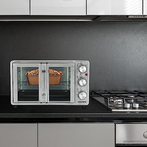 Courant French Door Convection Toaster Oven & Broiler, Bake Broil Toast Oven, Fits 9x13’’ Aluminum Baking Pan, 6-Slices, 10’’ Pizza, Convection Oven - Stainless Steel - Image 4
