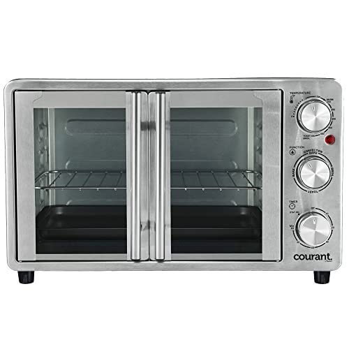 Courant French Door Convection Toaster Oven & Broiler, Bake Broil Toast Oven, Fits 9x13’’ Aluminum Baking Pan, 6-Slices, 10’’ Pizza, Convection Oven - Stainless Steel - Image 5