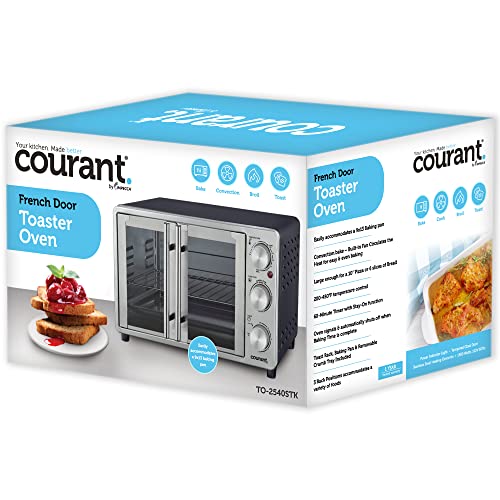Courant French Door Convection Toaster Oven & Broiler, Bake Broil Toast Oven, Fits 9x13’’ Aluminum Baking Pan, 6-Slices, 10’’ Pizza, Convection Oven - Stainless Steel - Image 7