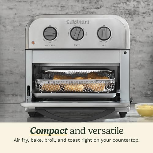 Cuisinart Compact Air Fryer Toaster Oven, Stainless Steel Fryer with 6-in-1 Functions, Adjustable Temperature, Includes Oven Rack, Baking Pan and Air Fry Basket, TOA-26 - Image 5