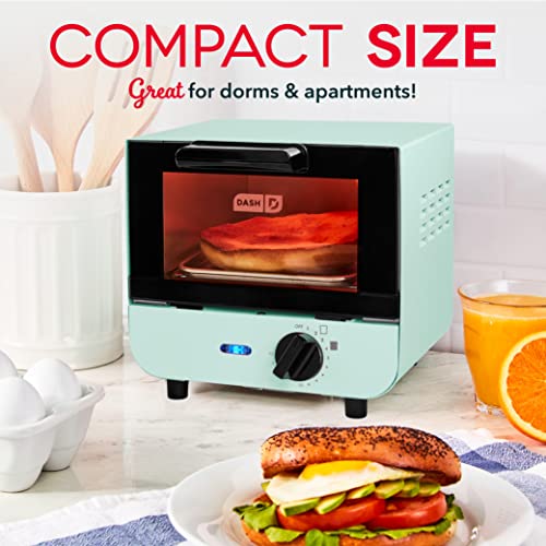 DASH Mini Toaster Oven Cooker for Bread, Bagels, Cookies, Pizza, Paninis & More with Baking Tray, Rack, Auto Shut Off Feature - Aqua - Image 3