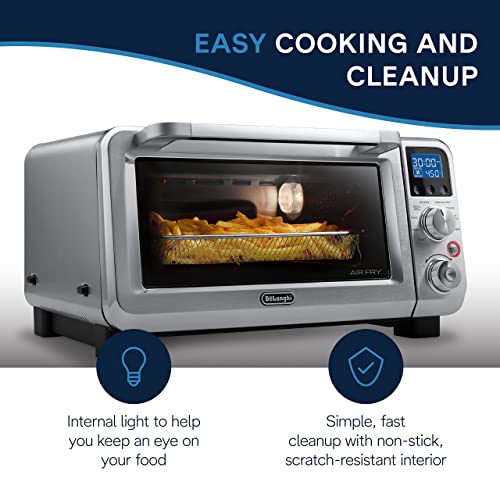 De'Longhi Digital Air Fry Convection Toaster Oven 14L Stainless Steel, Air Fry Oven, 9-in-1, Grills, Broils, Bakes, Roasts, Reheats, Keep Warm, Non-Stick, Scratch-Resistant Interior, 1800-Watts - Image 4