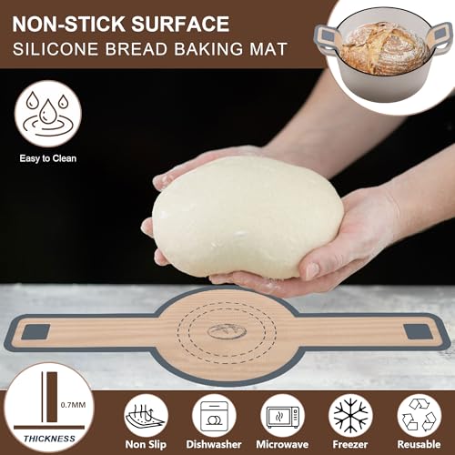 E-far 5 Quart Enameled Cast Iron Dutch Oven, 2 in 1 Dutch Oven Pot with Skillet Lid and Silicone Bread Sling, Ideal for Bread Baking, Cooking, Stewing, Frying, Induction & Oven Safe - Khaki - Image 5