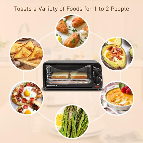 Elite Gourmet ETO236 Personal Compact 2 Slice Countertop Toaster Oven with 15 Minute Timer & Adjustable Temperature, Bake, Broil, & Toast, Black - Image 7