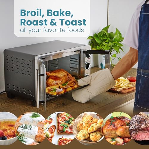 Elite Gourmet ETO2530M Double French Door Countertop Toaster Oven, Bake, Broil, Toast, Keep Warm, Fits 12" pizza, 25L capacity, Stainless Steel & Black - Image 6