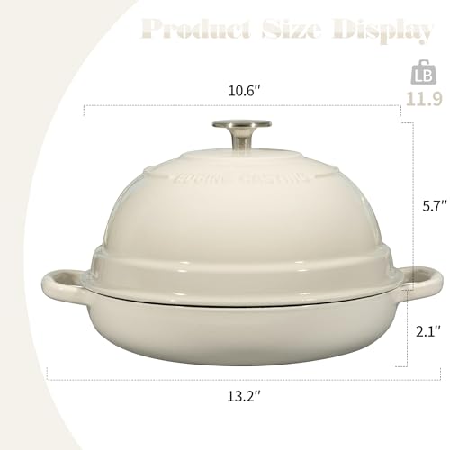 Enameled Cast Iron Dutch Oven Pot with Lid, Round Bread Oven for Homemade Sourdough Bread Baking, 6 Quart, White - Image 4