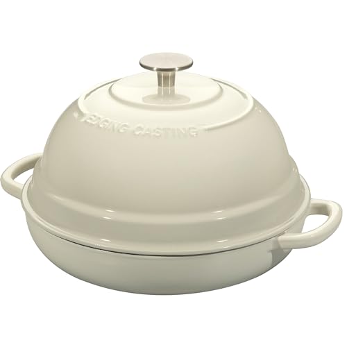Enameled Cast Iron Dutch Oven Pot with Lid, Round Bread Oven for Homemade Sourdough Bread Baking, 6 Quart, White - Image 5