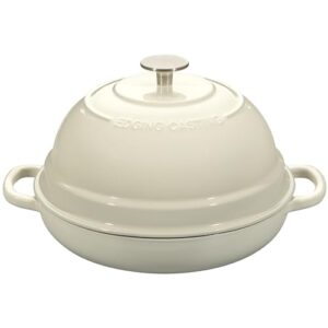Enameled Cast Iron Dutch Oven Pot with Lid, Round Bread Oven for Homemade Sourdough Bread Baking, 6 Quart, White
