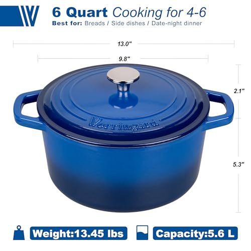 Enameled Cast Iron Dutch Oven Pot with Lid, for Bread Baking, Round Bread Oven- include Sourdough Bread Baking Supplies Set, 6QT, Blue - Image 3