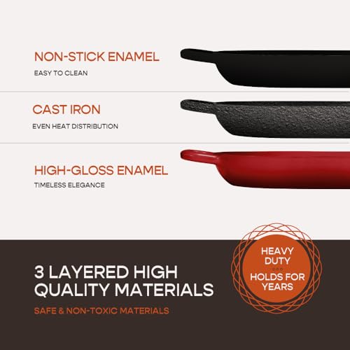 Enameled Cast Iron Dutch Oven for Professional Sourdough Bread Baking | 5.5 Quart Loaf Size Oval Cookware Pot with Lid | Triple-Layer Enamel Coating Pan with Non Stick Silicone Mat |Red - Image 4