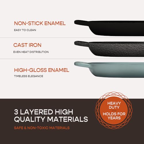 Enameled Cast Iron Dutch Oven for Professional Sourdough Bread Baking | 5.5 Quart Loaf Size Oval Cookware Pot with Lid | Triple-Layer Enamel Coating Pan with Non Stick Silicone Mat | Sea Salt - Image 4