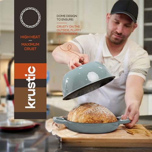 Enameled Cast Iron Dutch Oven for Sourdough Bread Baking | 6 Quart Oval Pot with Lid | 10 Inch Ceramic Enamel Thick Coated Cookware with Non Stick Silicone Baking Mat for Cooking | 6 Qt | Sea Salt - Image 5