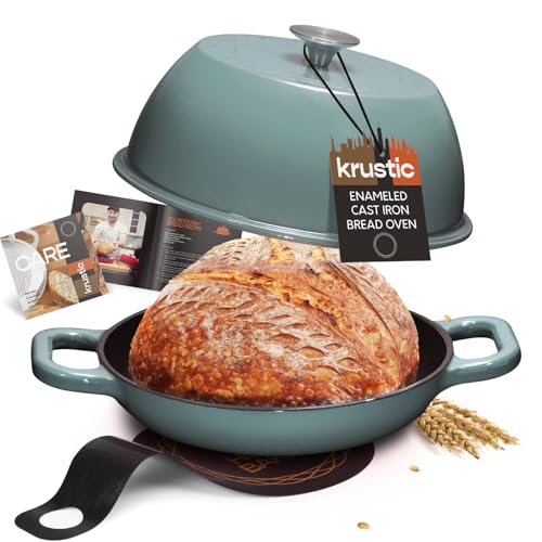 Enameled Cast Iron Dutch Oven for Sourdough Bread Baking | 6 Quart Oval Pot with Lid | 10 Inch Ceramic Enamel Thick Coated Cookware with Non Stick Silicone Baking Mat for Cooking | 6 Qt | Sea Salt - Image 2