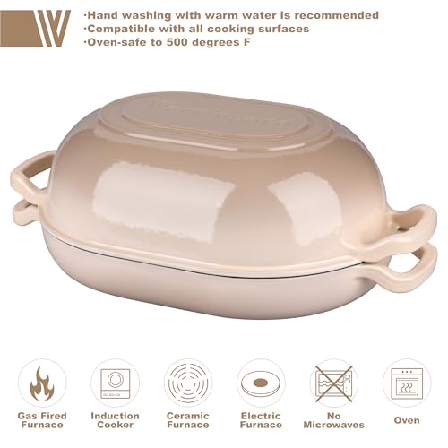 Enameled Cast Iron Sourdough Bread Oven, Dutch Oven, Loaf Cast Iron Bread Pan for Homemade Bread Baking, Meatloaf Pan with Lid, 7QT, Latte - Image 4