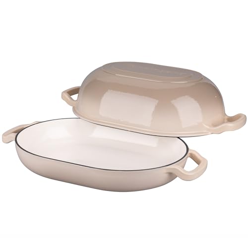 Enameled Cast Iron Sourdough Bread Oven, Dutch Oven, Loaf Cast Iron Bread Pan for Homemade Bread Baking, Meatloaf Pan with Lid, 7QT, Latte - Image 6