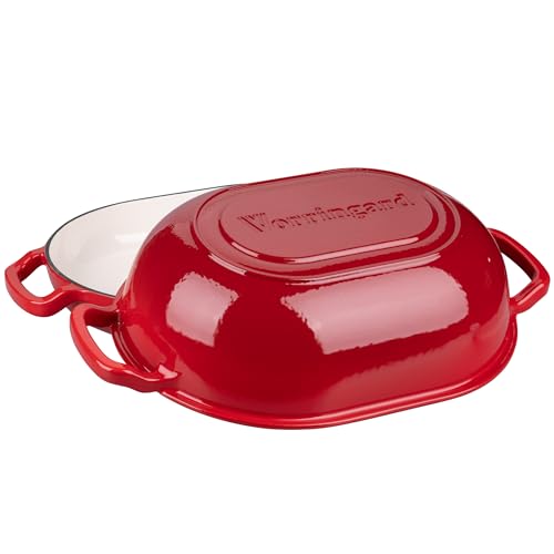 Enameled Cast Iron Sourdough Bread Oven, Dutch Oven, Loaf Cast Iron Bread Pan for Homemade Bread Baking, Meatloaf Pan with Lid, 7QT, Red - Image 5