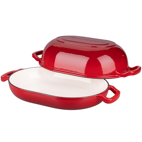 Enameled Cast Iron Sourdough Bread Oven, Dutch Oven, Loaf Cast Iron Bread Pan for Homemade Bread Baking, Meatloaf Pan with Lid, 7QT, Red - Image 6