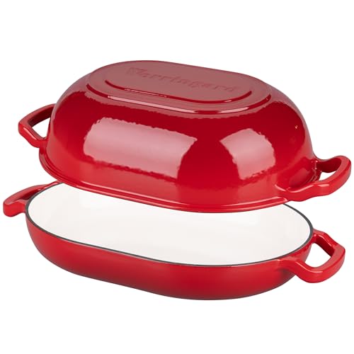 Enameled Cast Iron Sourdough Bread Oven, Dutch Oven, Loaf Cast Iron Bread Pan for Homemade Bread Baking, Meatloaf Pan with Lid, 7QT, Red - Image 7