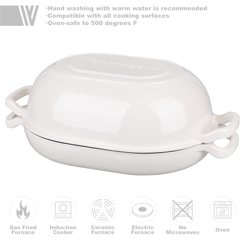 Enameled Cast Iron Sourdough Bread Oven, Dutch Oven, Loaf Cast Iron Bread Pan for Homemade Bread Baking, Meatloaf Pan with Lid, 7QT, White - Image 4