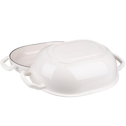 Enameled Cast Iron Sourdough Bread Oven, Dutch Oven, Loaf Cast Iron Bread Pan for Homemade Bread Baking, Meatloaf Pan with Lid, 7QT, White - Image 5