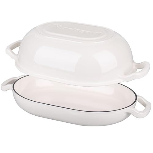 Enameled Cast Iron Sourdough Bread Oven, Dutch Oven, Loaf Cast Iron Bread Pan for Homemade Bread Baking, Meatloaf Pan with Lid, 7QT, White - Image 7