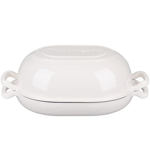 Enameled Cast Iron Sourdough Bread Oven, Dutch Oven, Loaf Cast Iron Bread Pan for Homemade Bread Baking, Meatloaf Pan with Lid, 7QT, White - Image 8