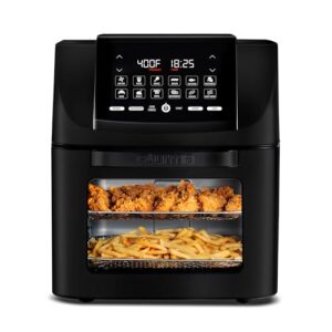 Gourmia Air Fryer Toaster Oven Combo – All-in-One 14-Quart Digital Air Fryer Toaster Oven with Rotisserie & Dehydrator – 12 Presets, Guided Cooking Prompts, 1750W, Dishwasher-Safe Accessories