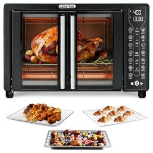 Gourmia Toaster Oven Air Fryer Combo 17 cooking presets 1700W french door digital air fryer oven 24L capacity accessories, convection rack, baking pan tray recipe book GTF7460,Large,Black