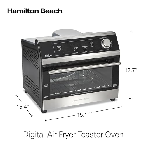 Hamilton Beach Digital Air Fryer Toaster Oven Combo, 10 Ways to Cook, 4 Preset Functions, Stay On & 1800 Watts, LED Capacitive-Touch Controls, 2 Rack Positions, Fits 12” Pizza, Black & Stainless Steel - Image 3