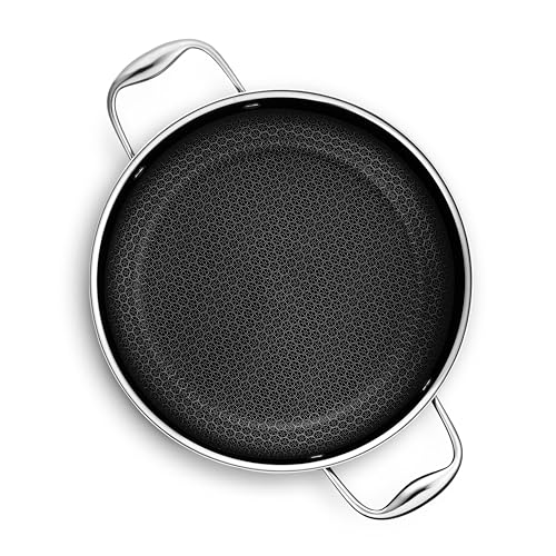 HexClad Hybrid Nonstick 5-Quart Dutch Oven with Stainless Steel Lid, Stay-Cool Handles, Dishwasher-Friendly, Oven-Safe Up to 900°F, Induction Ready, Compatible with All Cooktops - Image 4