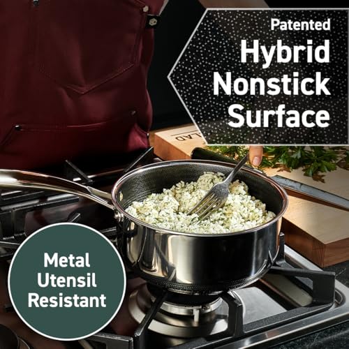 HexClad Hybrid Nonstick 5-Quart Dutch Oven with Stainless Steel Lid, Stay-Cool Handles, Dishwasher-Friendly, Oven-Safe Up to 900°F, Induction Ready, Compatible with All Cooktops - Image 5