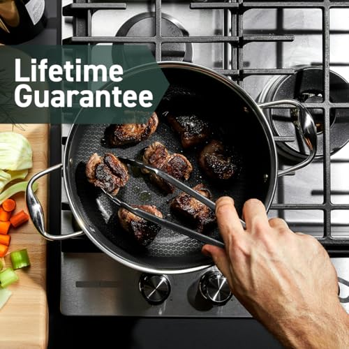 HexClad Hybrid Nonstick 5-Quart Dutch Oven with Stainless Steel Lid, Stay-Cool Handles, Dishwasher-Friendly, Oven-Safe Up to 900°F, Induction Ready, Compatible with All Cooktops - Image 7