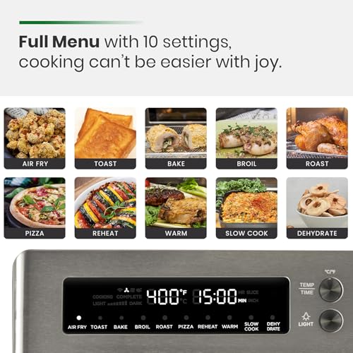 Infrared Heating Air Fryer Toaster Oven, Extra Large Countertop Convection Oven 10-in-1 Combo, 6-Slice Toast, Enamel Baking Pan Easy Clean with Recipe Book, Black Matte Stainless Steel - Image 4