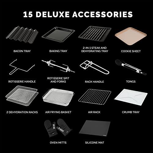 Kalorik MAXX Complete Air Fryer Oven Digital Controls 26-Quart Capacity 10-in-1 Countertop Cooker with 21 Presets, 15 Deluxe Accessories & 60-Recipe Hardcover Cookbook, 1700-Watts, Stainless Steel - Image 7