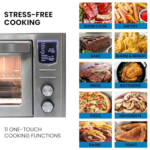 Kenmore Toaster Oven Air Fryer - Fry Chicken, Rotisserie, Bake Bread, Cookie, Pizza Dehydrator Racks Convection Kitchen Appliances 26 Quart Horno Freidora De Aire Stainless Steel - Image 5
