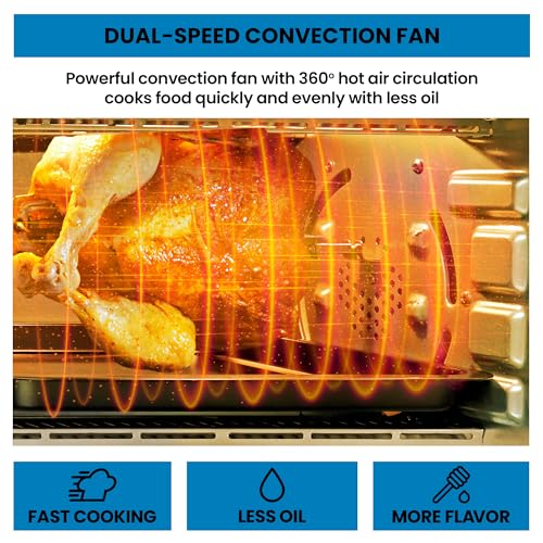 Kenmore Toaster Oven Air Fryer - Fry Chicken, Rotisserie, Bake Bread, Cookie, Pizza Dehydrator Racks Convection Kitchen Appliances 26 Quart Horno Freidora De Aire Stainless Steel - Image 6