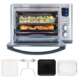 Kenmore Toaster Oven Air Fryer – Fry Chicken, Rotisserie, Bake Bread, Cookie, Pizza Dehydrator Racks Convection Kitchen Appliances 26 Quart Horno Freidora De Aire Stainless Steel