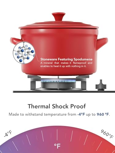 LE TAUCI 3 qt Ceramic Dutch Oven for Bread Baking with Silicone Sling- Lightweight, Non-Toxic, No Seasoning Needed- Oven, Microwave & Dishwasher Safe, Ideal for Home Bakers & Beginners, Chili Red - Image 7