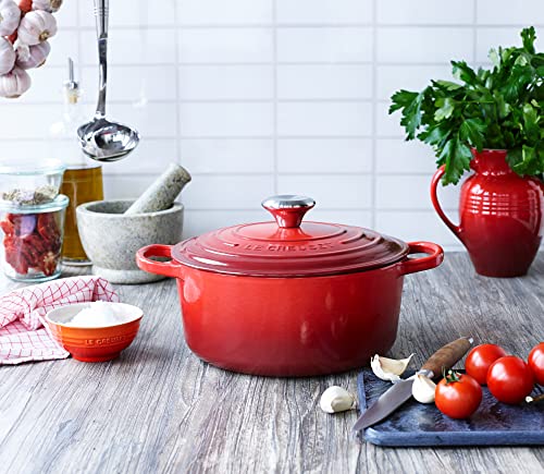 Le Creuset Enameled Cast Iron Signature Round Dutch Oven, 5.5 qt., Cerise - Image 7