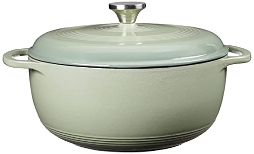 Lodge 6 Quart Enameled Cast Iron Dutch Oven with Lid – Dual Handles – Oven Safe up to 500° F or on Stovetop - Use to Marinate, Cook, Bake, Refrigerate and Serve – Desert Sage - Image 4
