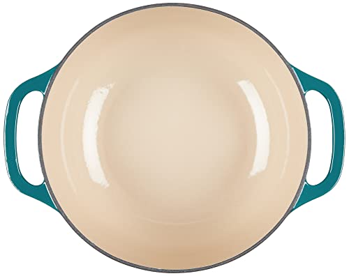 Lodge 6 Quart Enameled Cast Iron Dutch Oven with Lid – Dual Handles – Oven Safe up to 500° F or on Stovetop - Use to Marinate, Cook, Bake, Refrigerate and Serve – Lagoon - Image 5