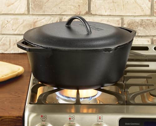 Lodge 7-Quart Cast Iron Dutch Oven – Made in USA, Pre-Seasoned, PFAS-Free & Non-Toxic, Heat-Treated, Induction Compatible, Self-Basting Lid, Durable Multi-Use Cooking Pot for Oven to Table - Image 3