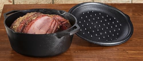 Lodge 7-Quart Cast Iron Dutch Oven – Made in USA, Pre-Seasoned, PFAS-Free & Non-Toxic, Heat-Treated, Induction Compatible, Self-Basting Lid, Durable Multi-Use Cooking Pot for Oven to Table - Image 5