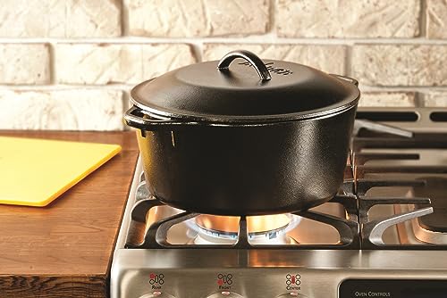 Lodge 7-Quart Cast Iron Dutch Oven – Made in USA, Pre-Seasoned, PFAS-Free & Non-Toxic, Heat-Treated, Induction Compatible, Self-Basting Lid, Durable Multi-Use Cooking Pot for Oven to Table - Image 7