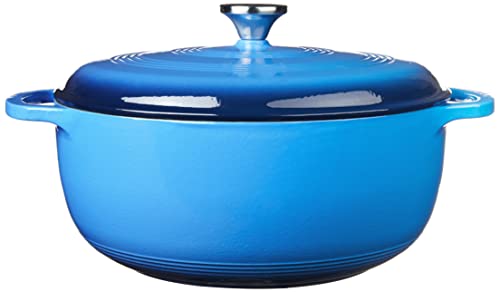 Lodge 7.5 Quart Enameled Cast Iron Dutch Oven with Lid – Dual Handles – Oven Safe up to 500° F or on Stovetop - Use to Marinate, Cook, Bake, Refrigerate and Serve – Caribbean Blue - Image 4