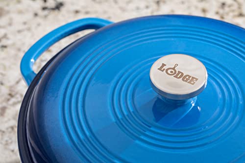Lodge 7.5 Quart Enameled Cast Iron Dutch Oven with Lid – Dual Handles – Oven Safe up to 500° F or on Stovetop - Use to Marinate, Cook, Bake, Refrigerate and Serve – Caribbean Blue - Image 7