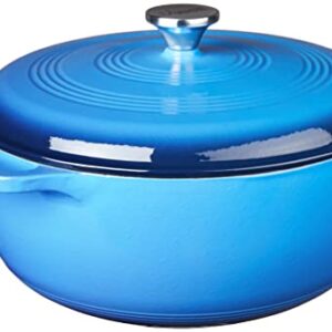Lodge 7.5 Quart Enameled Cast Iron Dutch Oven with Lid – Dual Handles – Oven Safe up to 500° F or on Stovetop – Use to Marinate, Cook, Bake, Refrigerate and Serve – Caribbean Blue